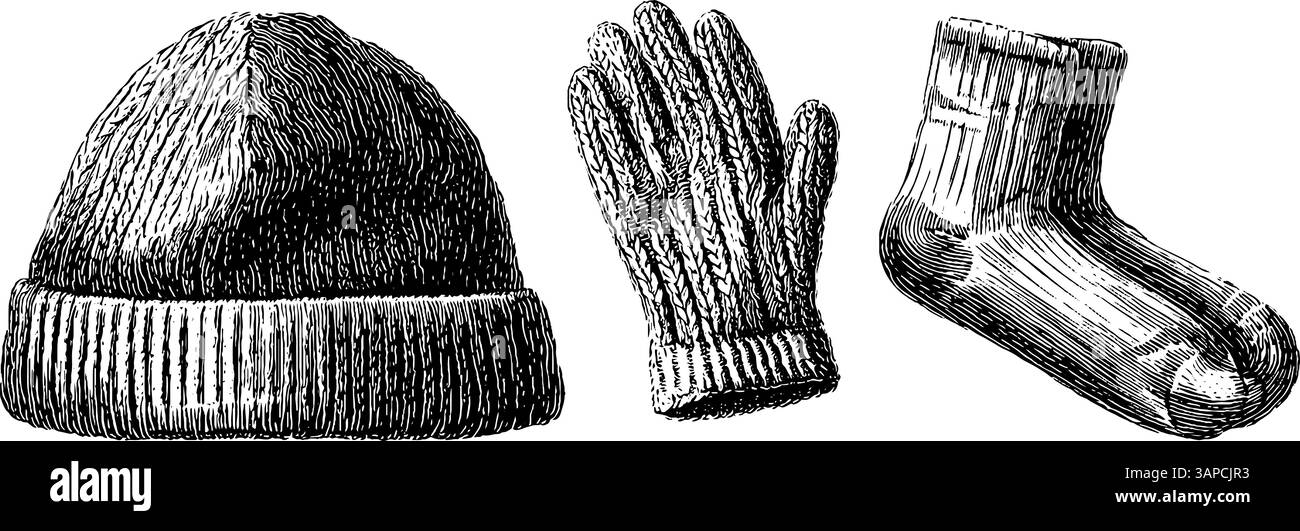 Vintage-Set aus Kajak, Paddel und Schwimmweste mit Gravur für Outdoor-Abenteuer. Stock Vektor