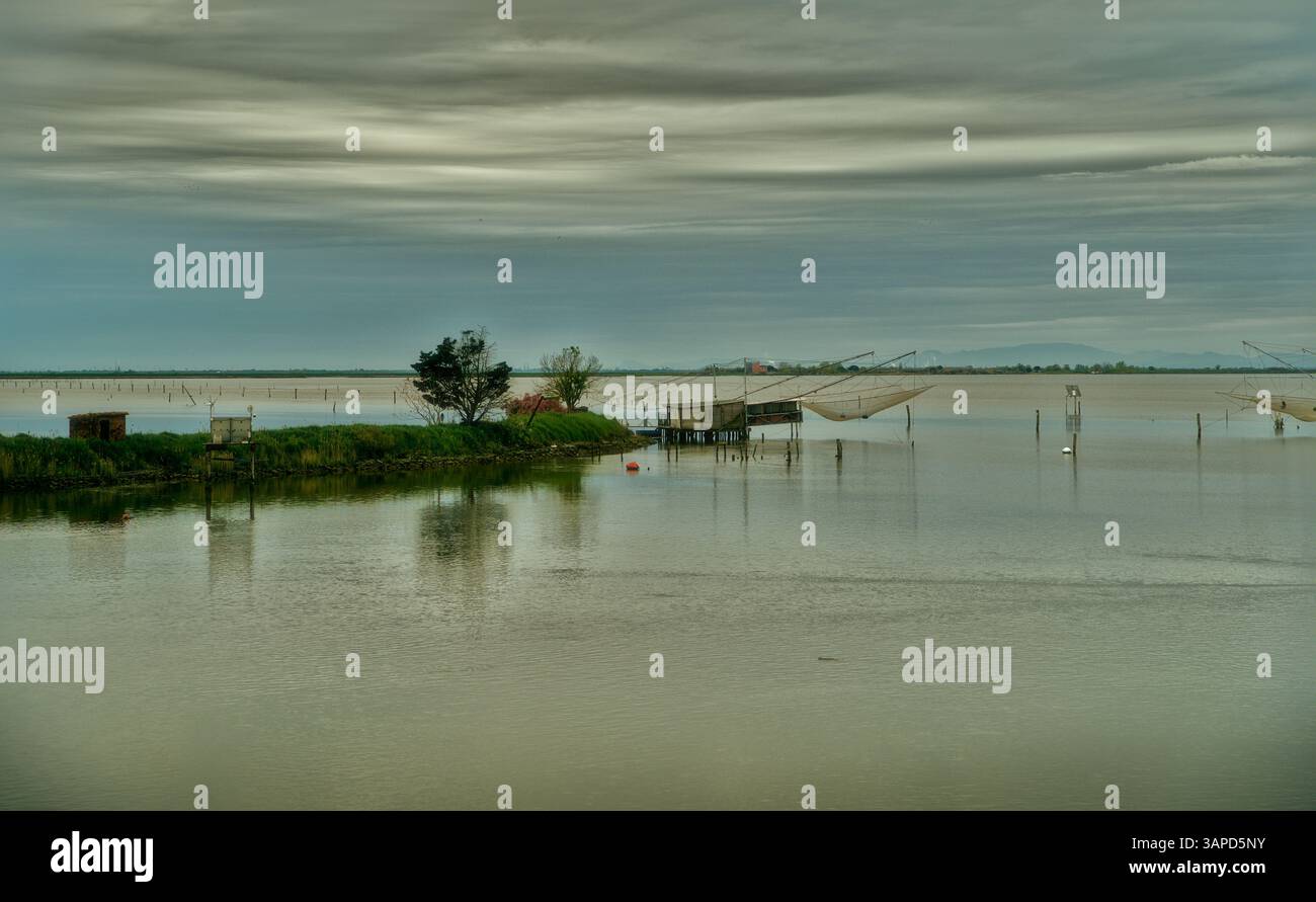 Das Valli di Comacchio liegt ruhig zwischen Emilia und Romagna (Italien) Stockfoto