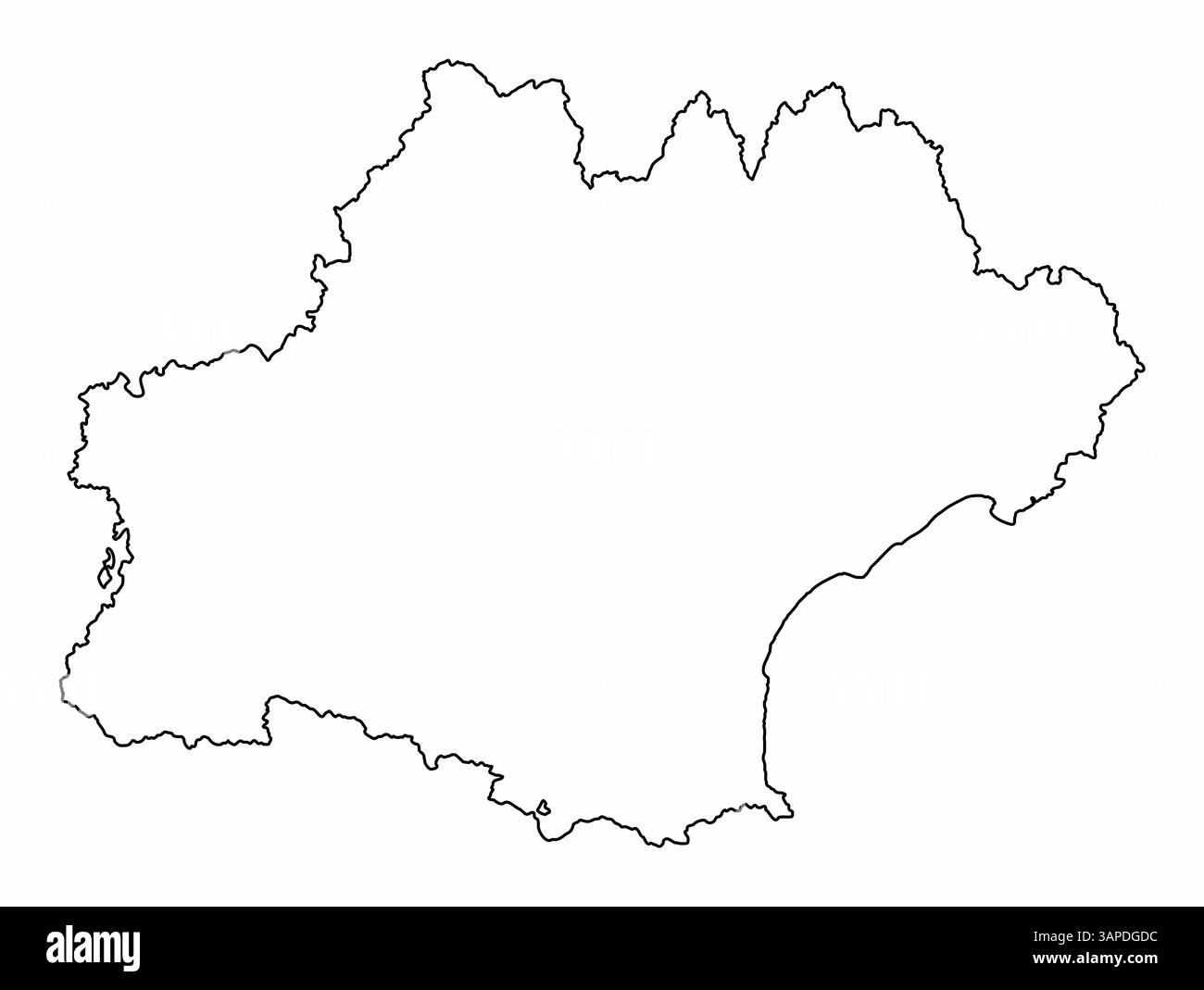 Occitanie Umrisskarte isoliert auf weißem Hintergrund, Frankreich Stock Vektor