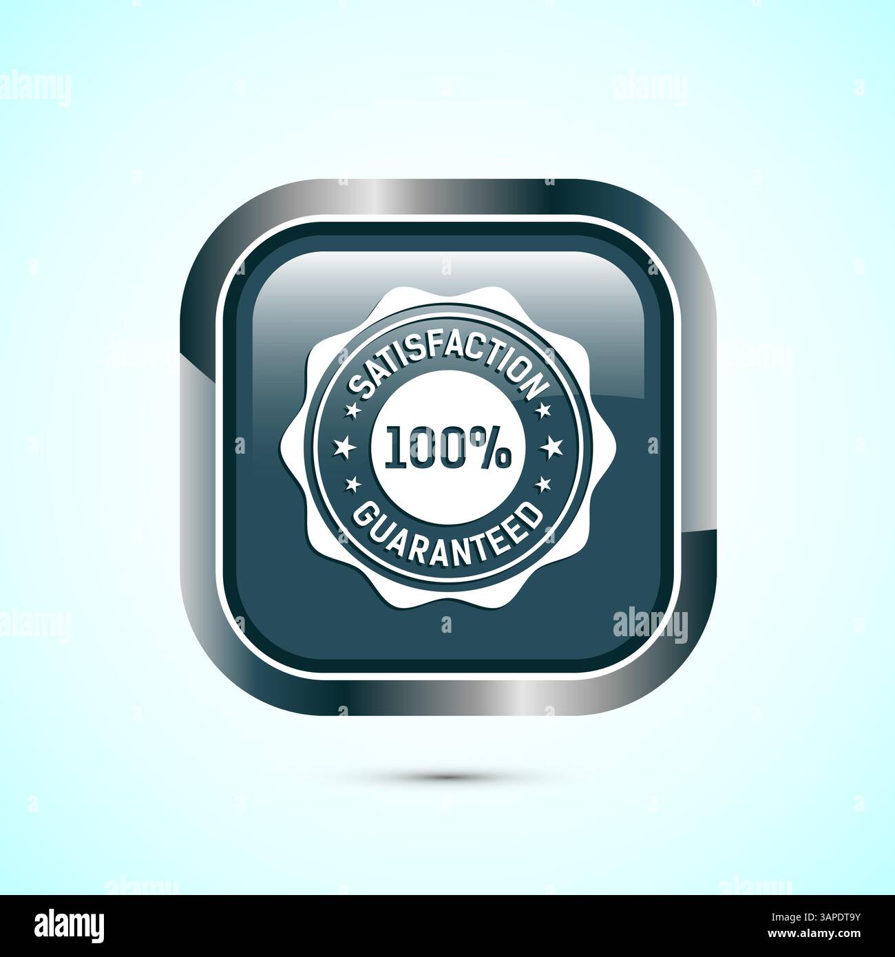 Satisfaction Guarantee Icon Design Illustration, 100 Prozent Satisfaction Logo, Knopfdesign Stock Vektor