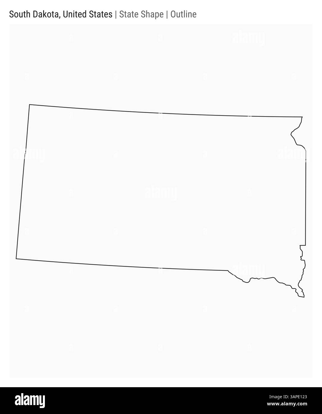South Dakota, Usa. Einfache Vektordarstellung. Statusform. Umrissstil. Grenze zu South Dakota. Vektorabbildung. Stock Vektor