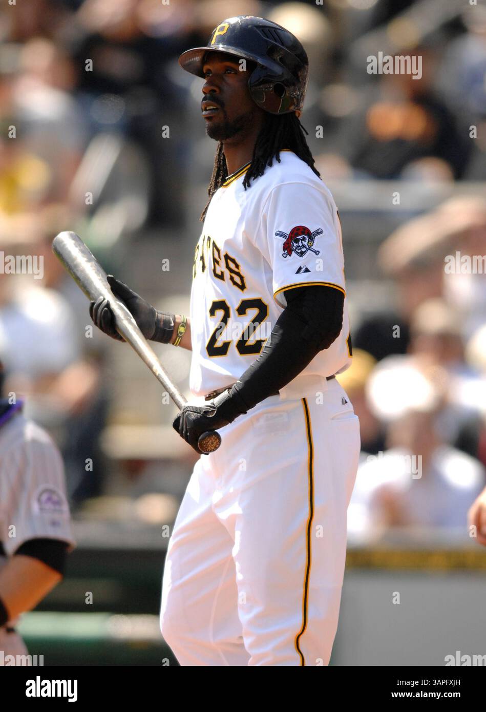 7. April 2011: Andrew McCutchen #22 in Aktion während des MLB-Spiels zwischen den Colorado Rockies und den Pittsburgh Pirates im PNC Park. (Bild: © Jason Pohuski/Cal Sport Media/ZUMAPRESS.com) Stockfoto
