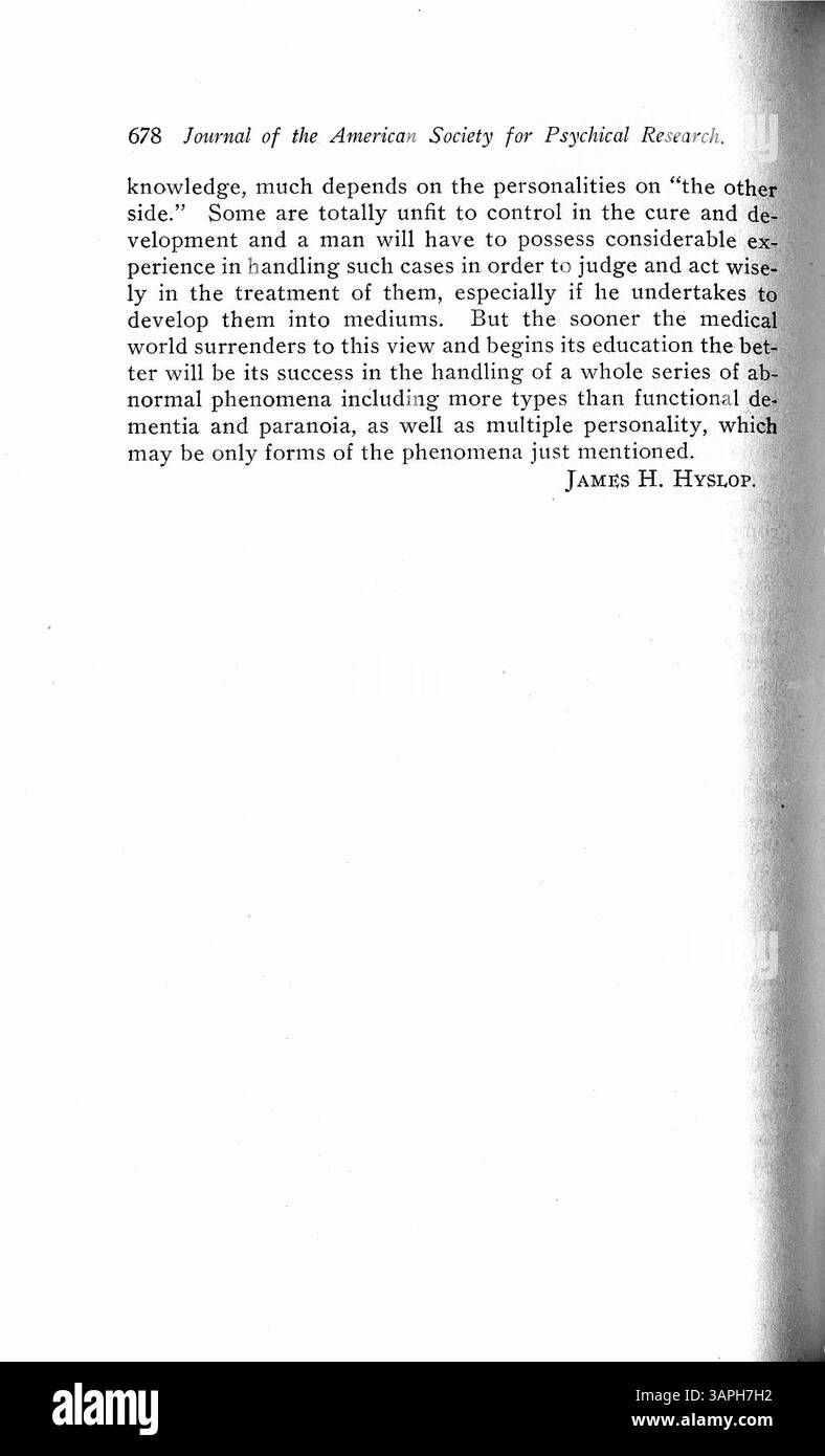Der Fall Doris Fischer betrifft eine Frau mit mehreren Persönlichkeiten, die bis zum Alter von drei Jahren zurückreicht. Einige wurden durch traumatische Erfahrungen ausgelöst, andere haben unbekannte Ursachen. Ein Schlüsselaspekt ist die Co-bewusste Persönlichkeit, die mit anderen Persönlichkeiten koexistieren kann. Doris wurde fast vier Jahre lang genau beobachtet, wobei fünf verschiedene Persönlichkeiten von Dr. Prince dokumentiert wurden. Stockfoto