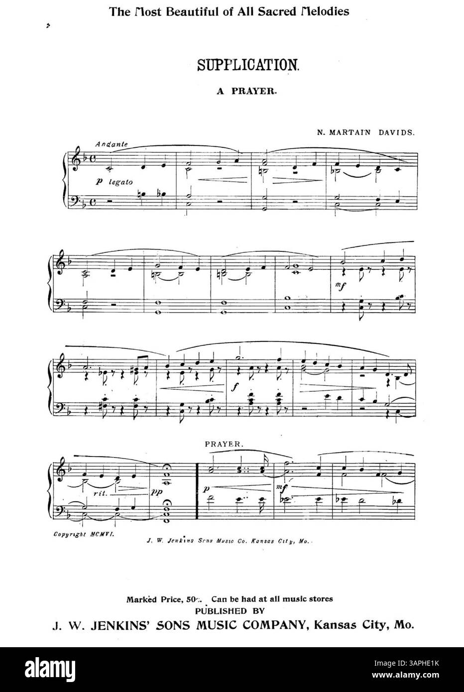 Das Cover von Misty Moonbeam, komponiert von Mamie Williams, auch bekannt für Pig Knöchel Rag. Das Innere enthält einen ganzseitigen Auszug aus „Supplication“ von Martin Davids und „Repose“ von Thurlow Lieurance. Die Rückseite enthält Werbung für Lieder wie „If That Place Called Heaven Was Mine“ und „Indian Summer“. Stockfoto