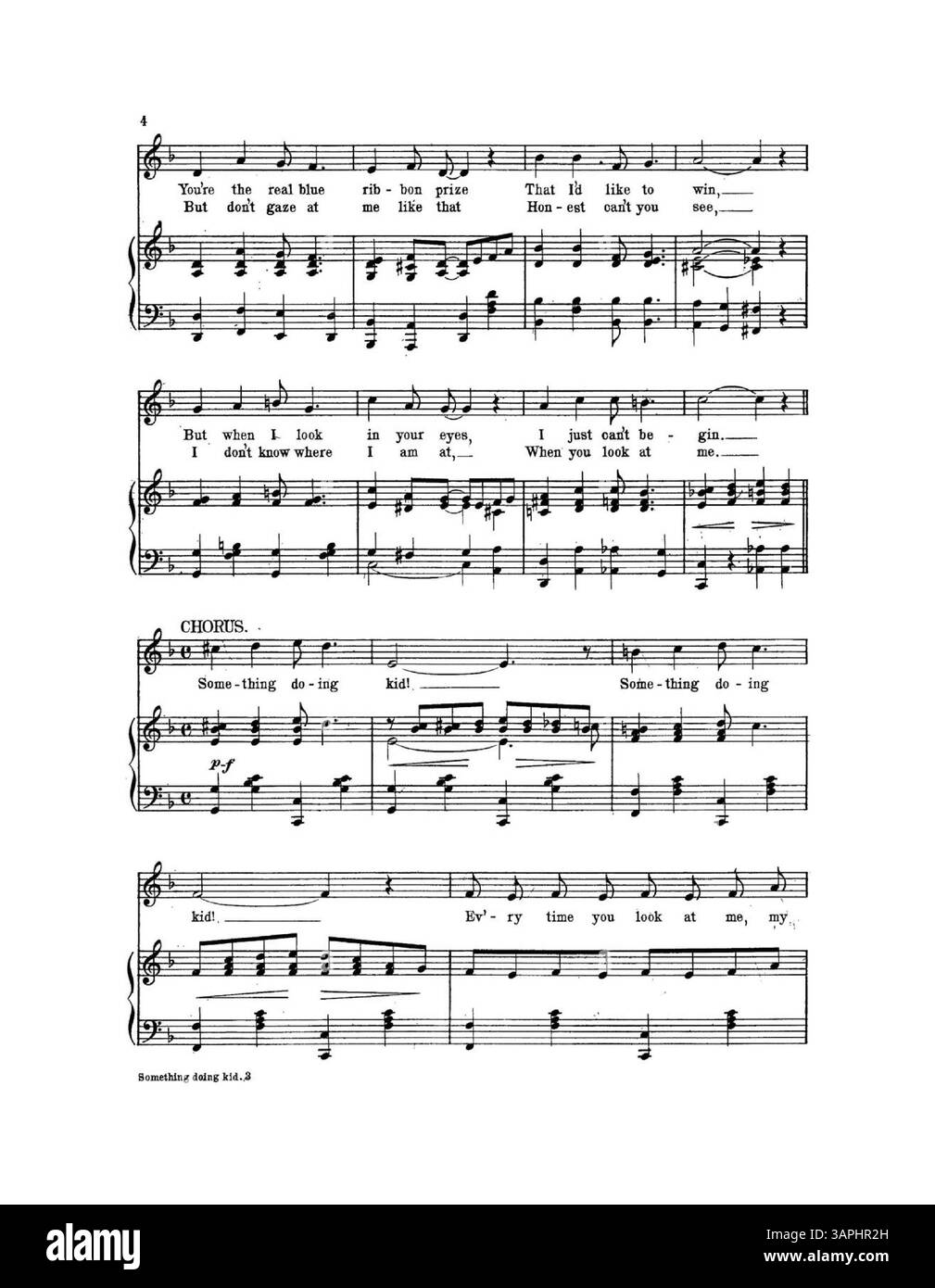 Auf der Rückseite befindet sich ein musikalischer Auszug aus dem Song Just Let Me Prove My Love to You von C.F. Zittel. Stockfoto