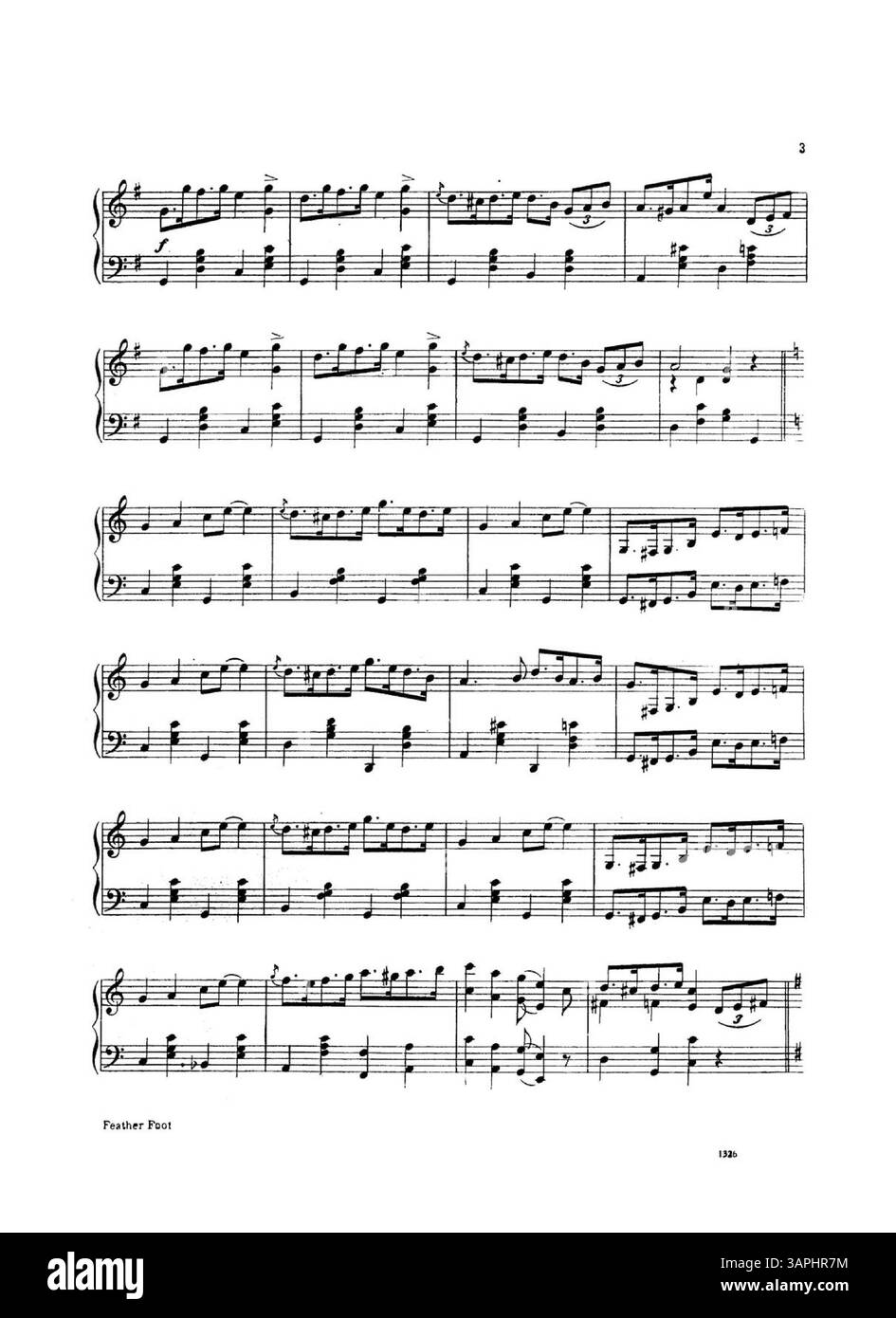 „Feather Foot“ zeigt eine ganzseitige Werbung für „Southern Beauties“ von Chasp. L. Johnson auf der Rückseite, mit dem Kennzeichen Nummer 1326. Stockfoto