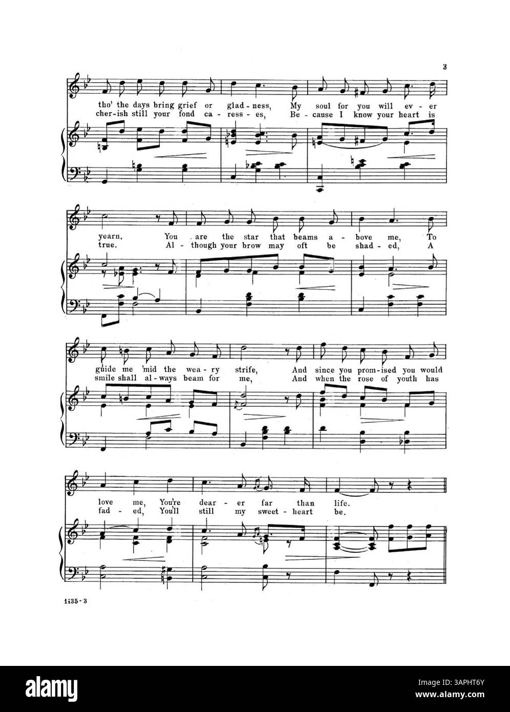 Noten mit dem Titel „I live for You, Sweetheart, Alone“ von Teresa Toube, Teil der Sammlung „Favorite Home Songs“, Verlagsnummer 1135. Stockfoto