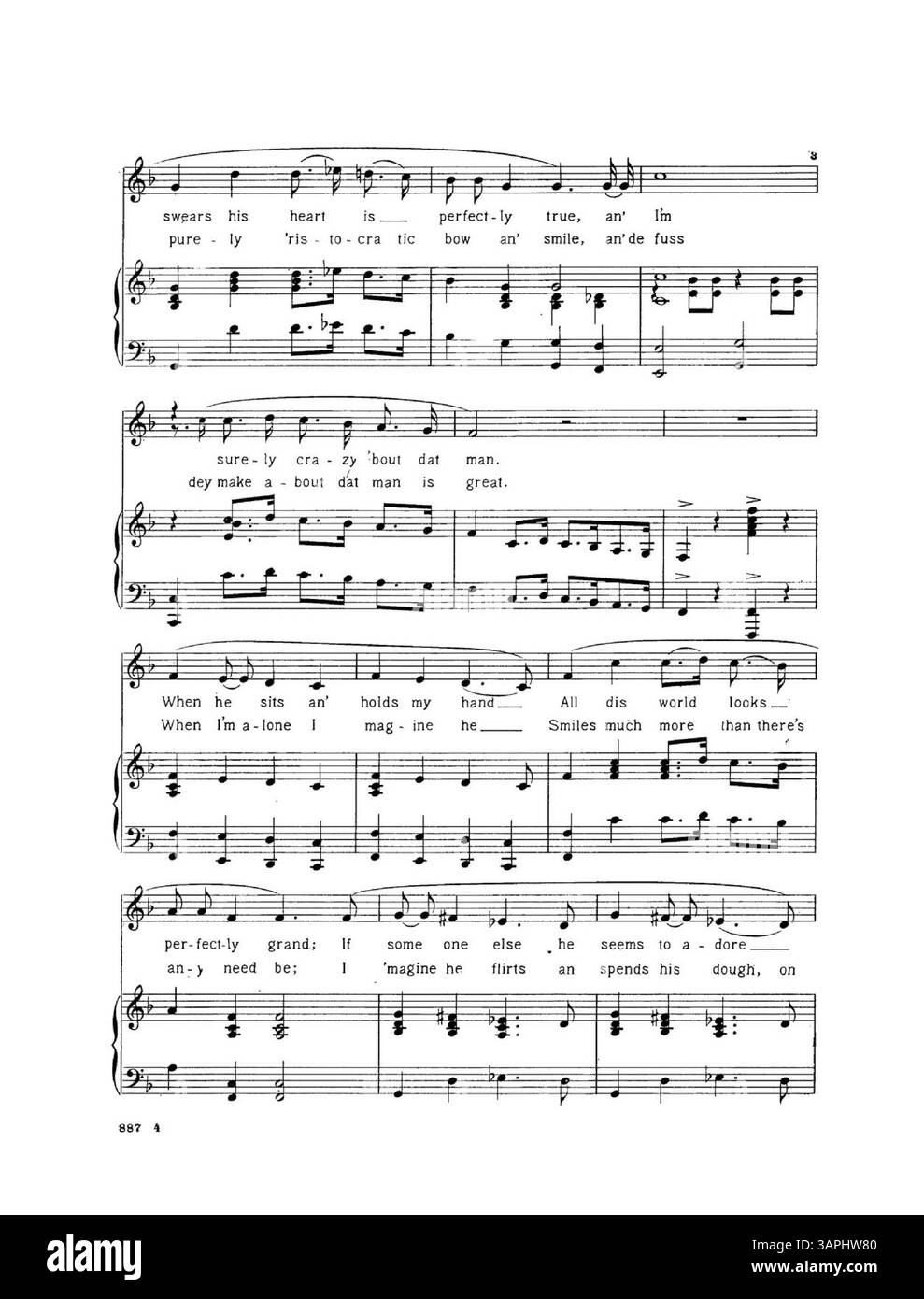 „Jealous“ ist ein Lied mit einer Coverwerbung für andere Lieder von Thiebes Stierlin Music Co., einschließlich musikalischer Ausschnitte. Das Kennzeichen für „Eifersucht“ lautet 887 4. Das Rückband wirbt für andere Werke des Verlags und bietet Ausschnitte von vier weiteren Kompositionen. Das Digitalbild kann sich von der Farbe des Originals unterscheiden. Stockfoto