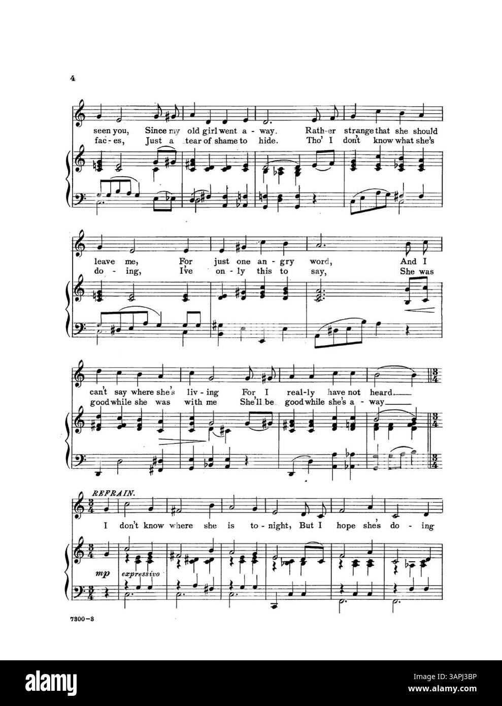 Dieser Artikel enthält eine Notenschrift mit Werbung für Musikalben, die von Jos veröffentlicht wurden. W. Stern & Co. Auf der Innenseite der Vorder- und Rückseite, zusammen mit den ersten Seiten mehrerer Lieder. Stockfoto