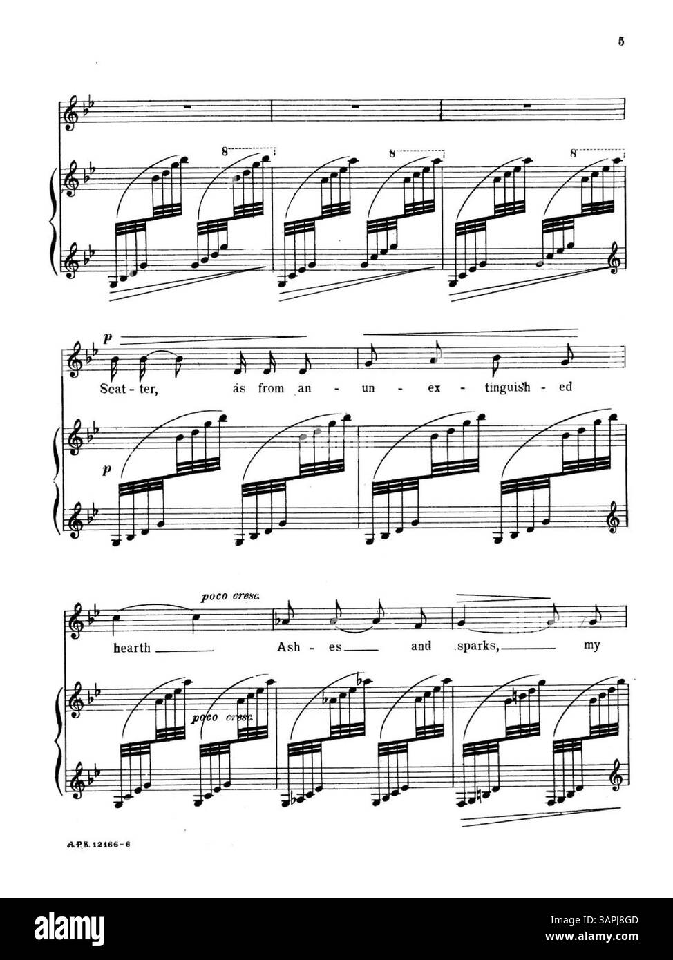 Notenblatt mit dem Titel „O Wild West Wind“ von Florence Newell Barbour. Es ist das vierte Lied der Sammlung Six Song Pictures und ist für Mezzo-Sopran oder Bariton bestimmt. Die Rückseite enthält eine Werbung für Lyric Fancy: A Selection of Songs by American Composers. Nummernschild: A.P.S. 12166. Stockfoto