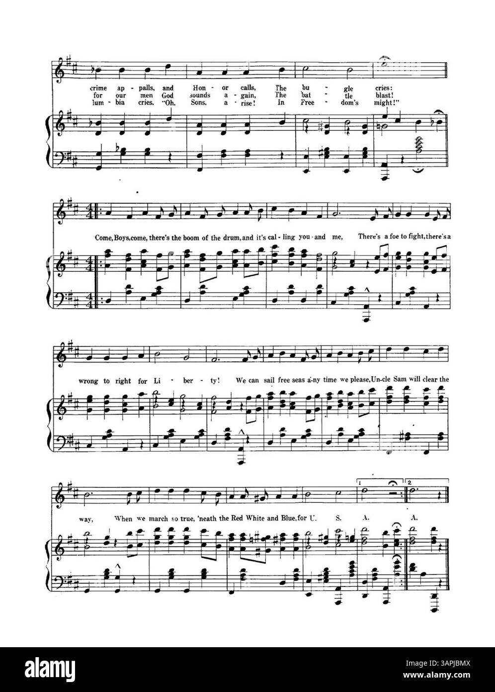 Ein musikalisches Werk von Alma Bates, bekannt für die hawaiianischen Lieder für Colleges. Auf der Rückseite des Covers ist eine Werbung für die PEP war Songs/They'll HELP US WINNING ZU sehen. Stockfoto