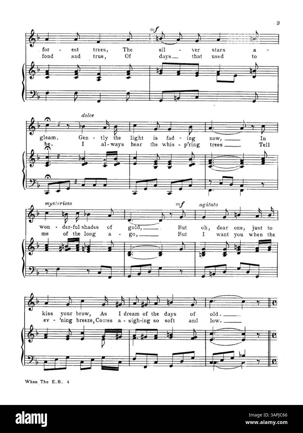 Dieses Musikstück mit dem Titel „When the Evening Breeze is Seufzen“ ist eine digitalisierte Version der Music Services Department der University of Oregon Libraries, die heute in den USA öffentlich zugänglich ist Stockfoto