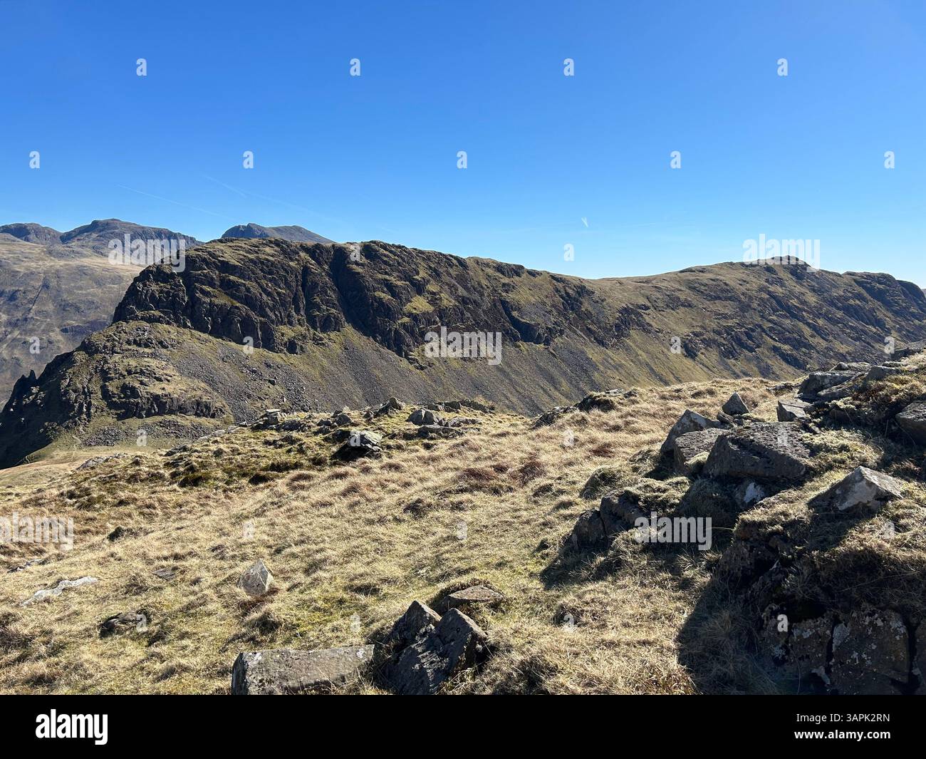 Wasdale und Mosedale in der Sonne mit klarem Himmel - Smartphone-aufgenommenes Stockfoto