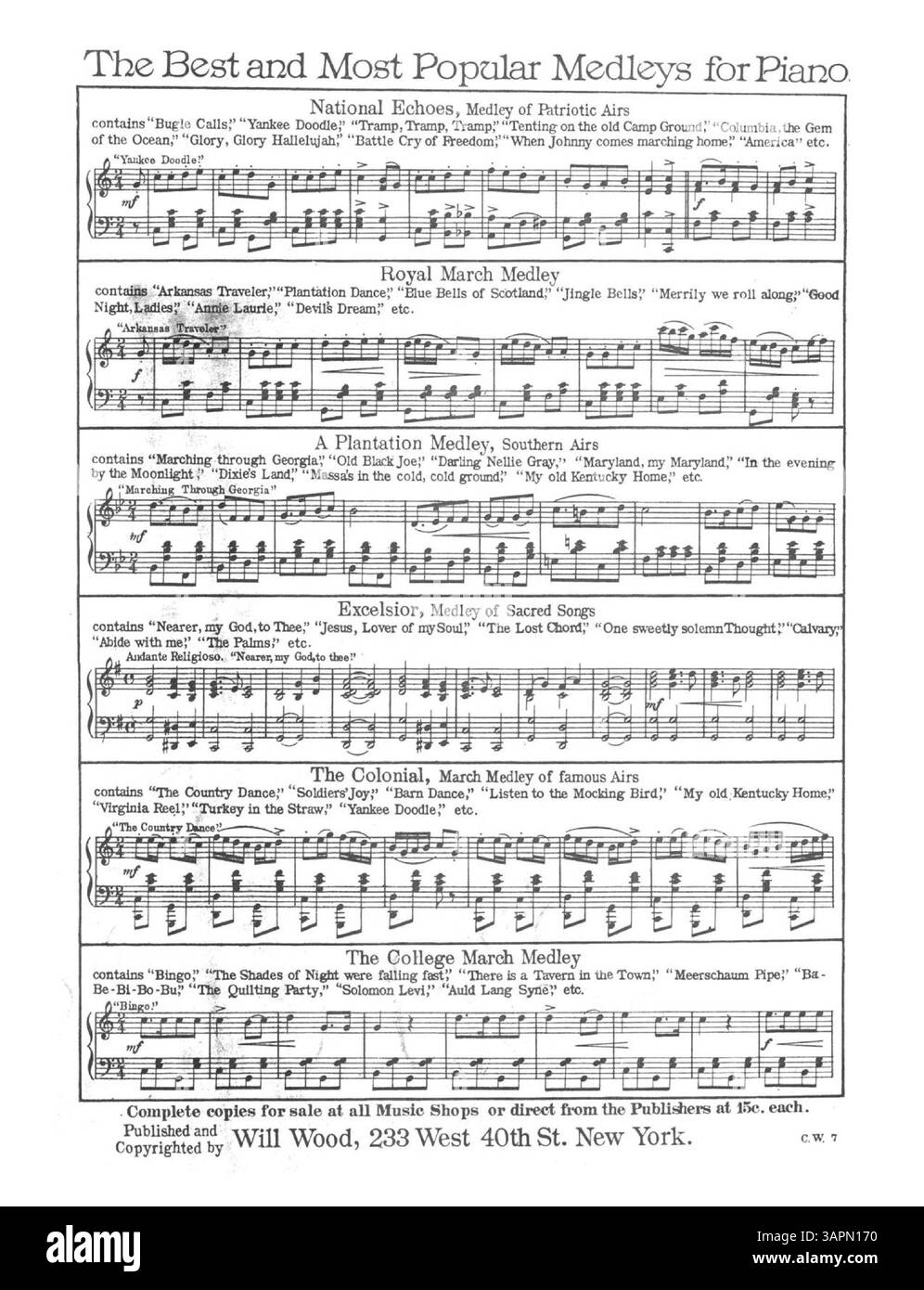 Noten mit dem Titel „I live for You, Sweetheart, Alone“ von Teresa Toube, Teil der Sammlung „Favorite Home Songs“, Verlagsnummer 1135. Stockfoto