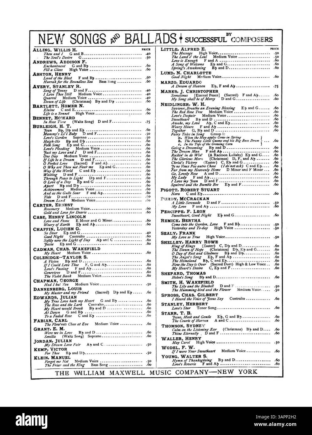 Das Notenblatt für „Good Night“ von Elsie Reasoner und Charlotte Lund trägt die Nummernnummer 779-3. Auf der Rückseite sind weitere erfolgreiche Songs und Balladen aufgeführt. Die Farbe im Digitalbild kann sich erheblich von der Originalfarbe unterscheiden. Stockfoto