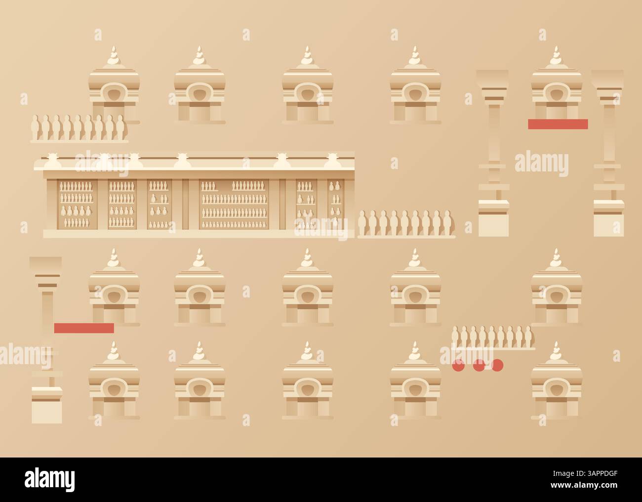 Abstrakter Stadtspaziergang – Heritage Building Elements – Stock Illustrationas EPS 10 Datei Stock Vektor