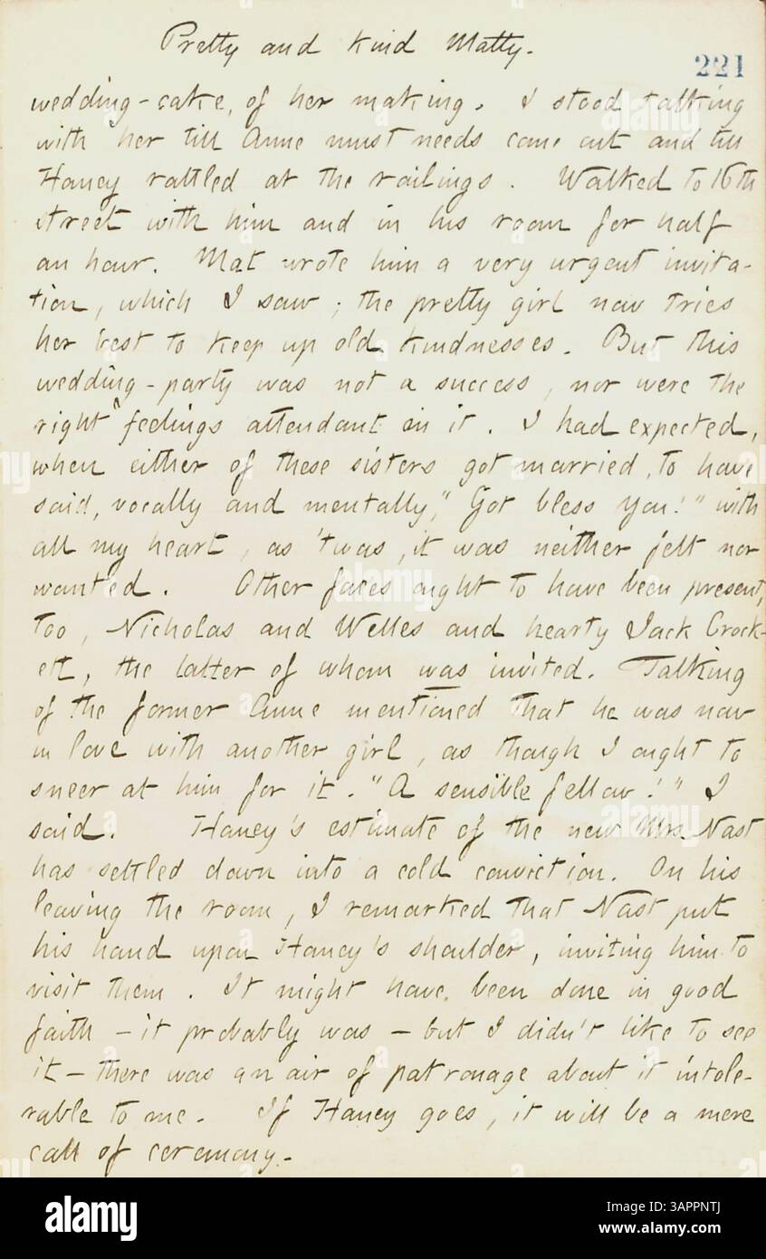 Dieser Tagebuchband von Thomas Butler Gunn vom 15. Juni bis 10. Oktober 1861 gibt einen Überblick über New York in den frühen Stadien des Bürgerkriegs. Es enthält Beschreibungen von Militärlagern, sozialen Interaktionen und einem Besuch in Paris, Ontario. Stockfoto