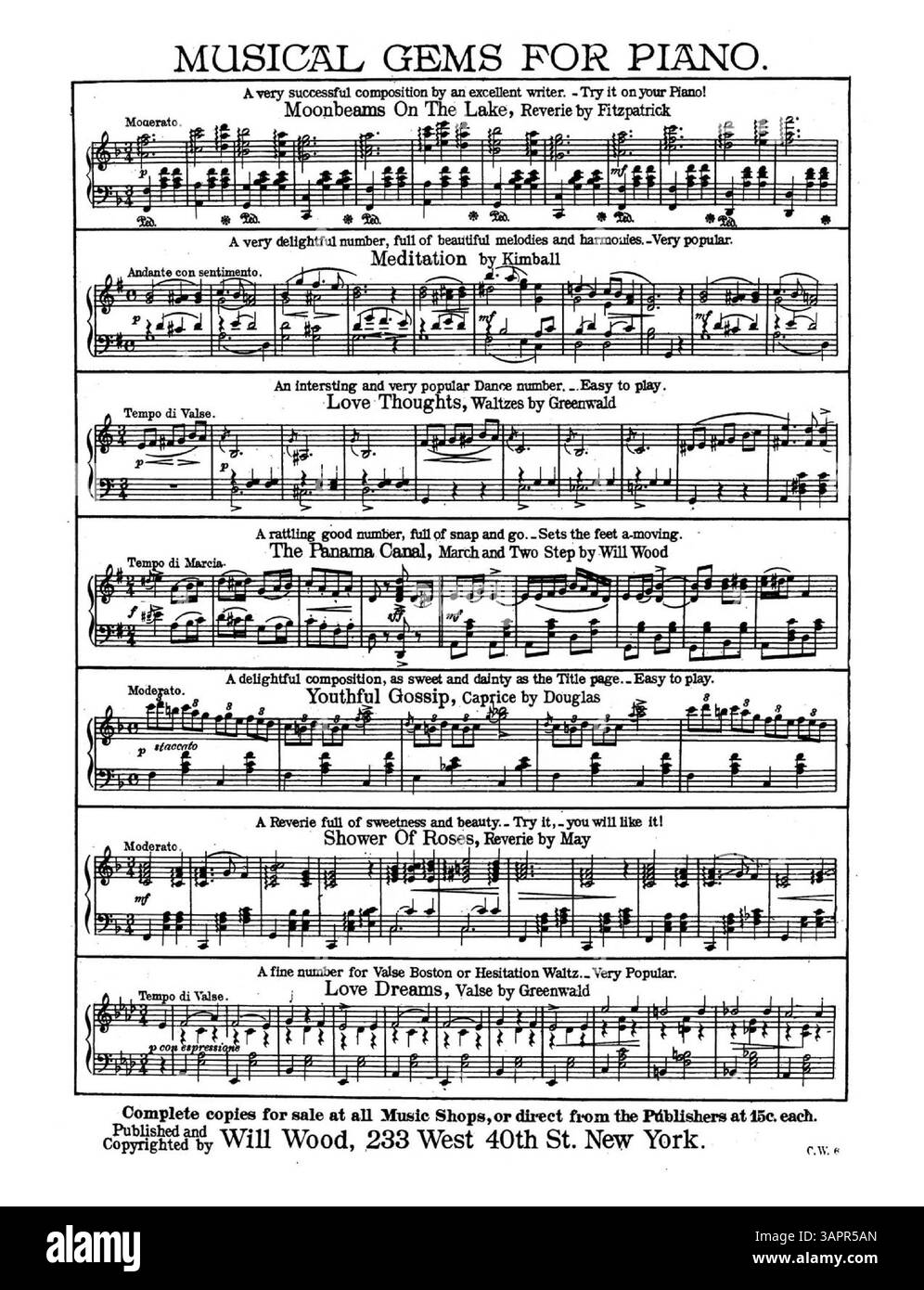 Noten mit dem Titel „I live for You, Sweetheart, Alone“ von Teresa Toube, Teil der Sammlung „Favorite Home Songs“, Verlagsnummer 1135. Stockfoto