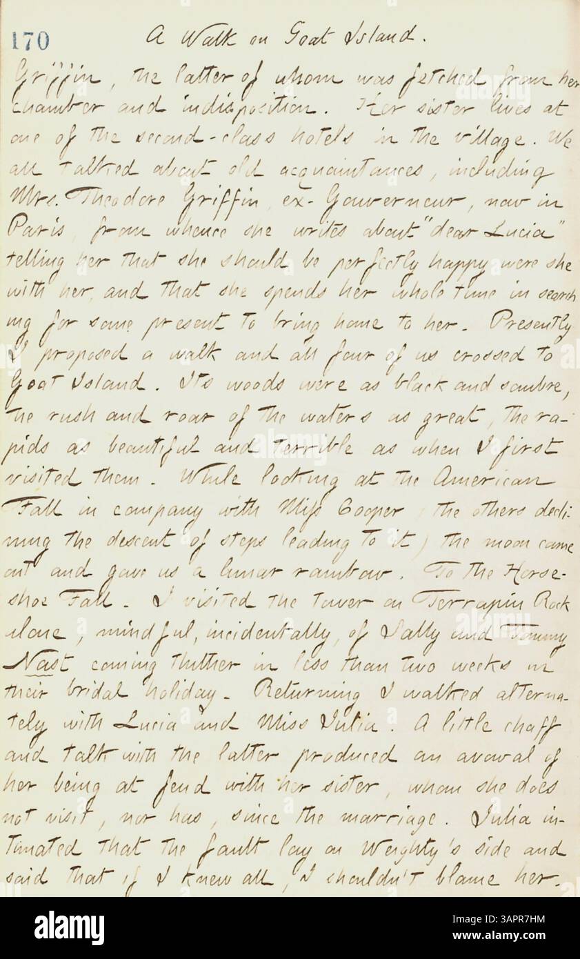 Band 17 der Thomas Butler Gunn Tagebücher umfasst vom 15. Juni bis 10. Oktober 1861 seine Erfahrungen in New York City während des Bürgerkriegs. Es enthält Berichte über Militärlager, das Leben in Pensionen, einen Hochzeitsempfang und Reisen nach Rochester und Paris, Ontario. Stockfoto