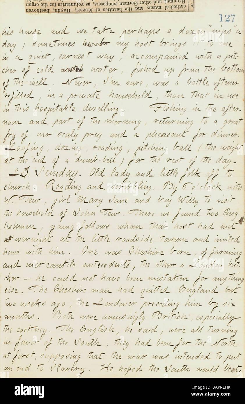 Dieser Band der Tagebücher von Thomas Butler Gunn beschreibt seine Erfahrungen während der frühen Bürgerkriegszeit und zeigt seine Besuche in Militärlagern, in Pensionen, bei einem Hochzeitsempfang und einer Reise nach Paris, Ontario. Gunn berichtet auch über Ereignisse für die New York Evening Post. Stockfoto