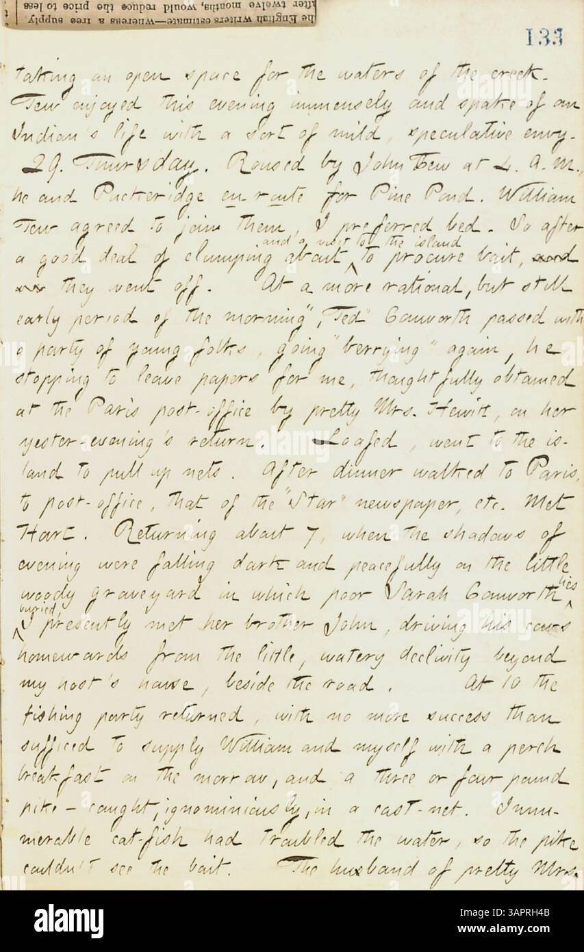 Band 17 der Tagebücher von Thomas Butler Gunn enthält einen detaillierten Bericht über seine Reisen während des Amerikanischen Bürgerkriegs, einschließlich seiner Beobachtungen von New York, seiner Besuche in Militärlagern, eines Hochzeitsempfangs für Sally Edwards und Thomas Nast und seiner Zeit in Pensionen. Gunn beschreibt auch seine Reise nach Ontario und seine Berichterstattung für die New York Evening Post. Stockfoto