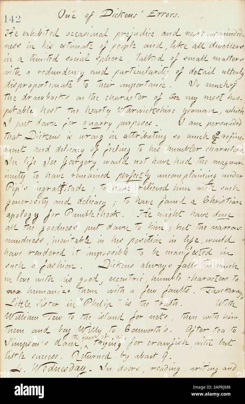 Gunns Tagebücher vom 15. Juni bis 10. Oktober 1861 zeigen das Leben in New York während des Bürgerkriegs. Dazu gehören seine Beobachtungen von Militärlagern, gesellschaftlichen Ereignissen wie der Heiratsempfang von Sally Edwards und Thomas Nast und sein Besuch in Rochester und Paris, Ontario. Stockfoto
