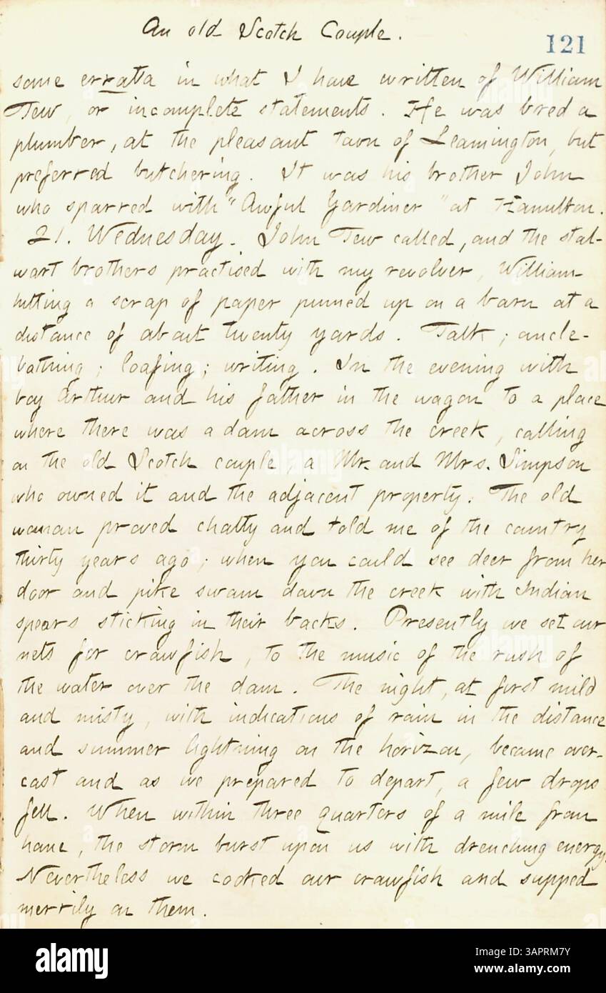 Thomas Butler Gunns Tagebücher vom 15. Juni bis 10. Oktober 1861 geben einen reichen Überblick über das Leben in New York während des Bürgerkriegs. Dieser Band enthält Beschreibungen von Militärlagern, Pensionen, einem Hochzeitsempfang und Gunns Reisen nach Rochester und Paris, Ontario, die die soziale und politische Atmosphäre der Zeit einfangen. Stockfoto