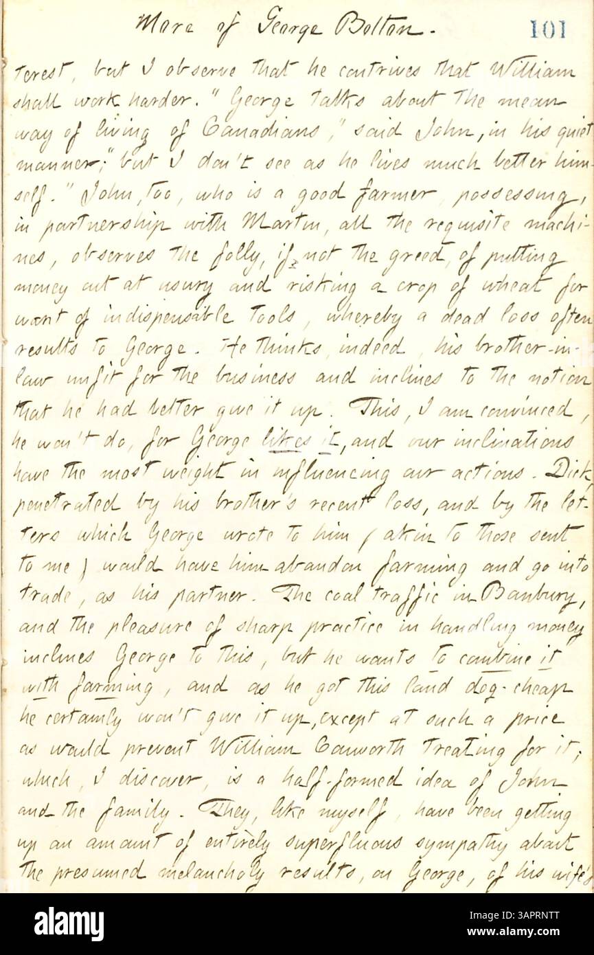 Thomas Butler Gunns Tagebuch erfasst die sozialen und historischen Ereignisse in New York City in den frühen Stadien des Bürgerkriegs, darunter Besuche in Militärlagern, das Leben in Pensionen und eine Hochzeitsfeier für Sally Edwards und Thomas Nast. Gunns Reisen nach Rochester und Paris, Ontario, sind ebenfalls dokumentiert. Das Tagebuch ist falsch mit Band 19 gekennzeichnet. Stockfoto