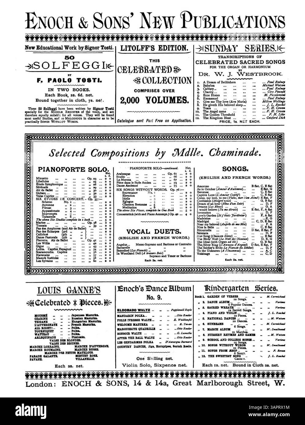 Das Notenblatt zu The Miller's Daughter, gesungen von Mr. Charles Chilley, mit den Texten von Lord Tennyson und Musik von Ellen Wright. Das Cover enthält Werbung für neue Lieder und Publikationen, mit musikalischen Ausschnitten im Inneren. Nummernschild: E.&S. 2219. Version 2 in F. die Farbdarstellung im digitalen Bild kann vom Original abweichen. Stockfoto