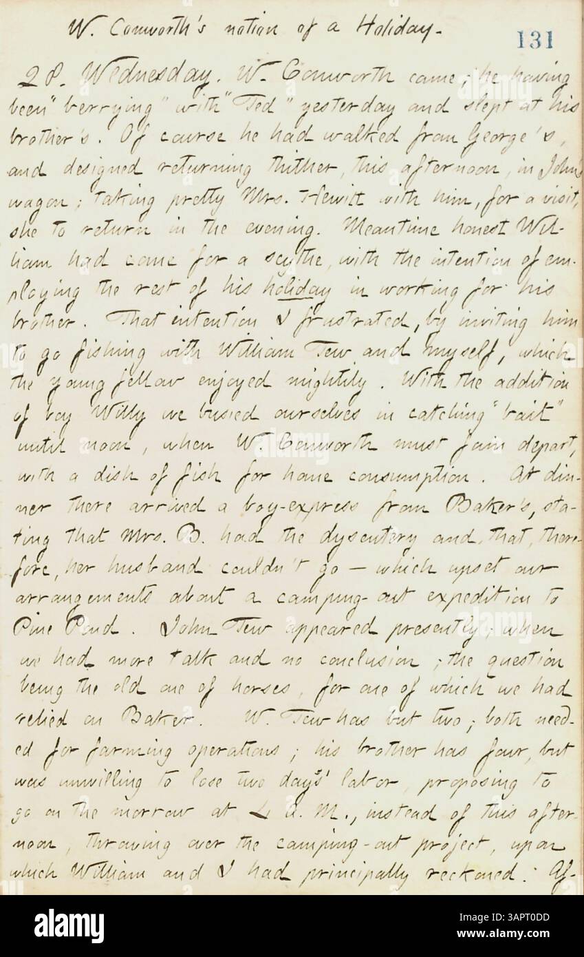 Die Tagebücher von Thomas Butler Gunn von Juni bis Oktober 1861 geben Einblicke in New Yorks Atmosphäre zu Beginn des Bürgerkriegs, seine Besuche in Militärlagern und gesellschaftliche Veranstaltungen wie einen Hochzeitsempfang für Sally Edwards und Thomas Nast. Gunn reiste auch nach Ontario und Rochester für persönliche Besuche. Stockfoto