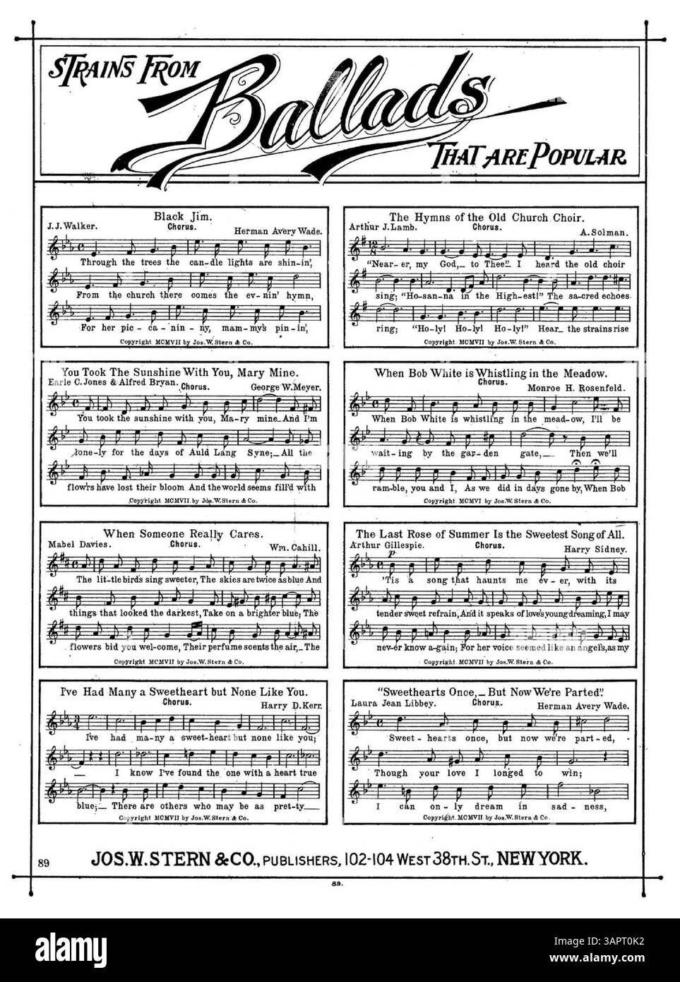 Kitty O'Neil (Kopie 2) in den University of Oregon Libraries zeigt ein Cover mit dem Titel „an Instantaneous Walzer-Song Hit“ und die Platte Nummer 5844. Seite 6 enthält eine Werbung mit musikalischen Ausschnitten aus „Stämme aus Ballads, die populär sind“. Auf der Rückseite ist ein musikalischer Auszug aus „She Was a Grand Old Lady“ zu sehen. Stockfoto