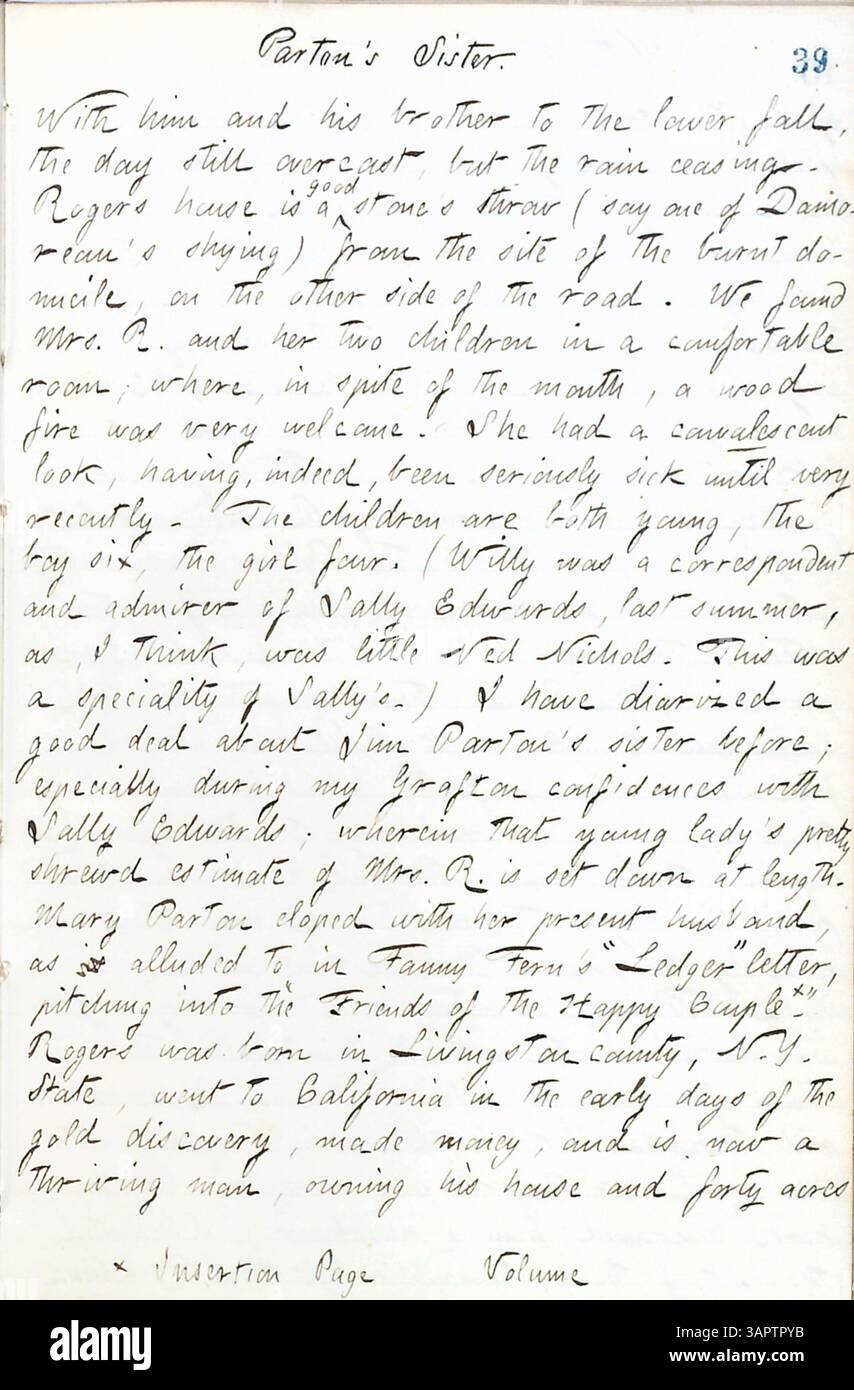 Band 17 von Thomas Butler Gunns Tagebüchern vom 15. Juni bis 10. Oktober 1861 bietet einen Einblick in New York während der frühen Bürgerkriegszeit, einschließlich Gunns Besuchen in Militärlagern und Pensionen. Es beinhaltet auch einen Hochzeitsempfang für Sally Edwards und Thomas Nast und Gunns Reisen zu den Familien Heylyn und Rogers in Rochester sowie seine Reise nach Paris, Ontario. Stockfoto