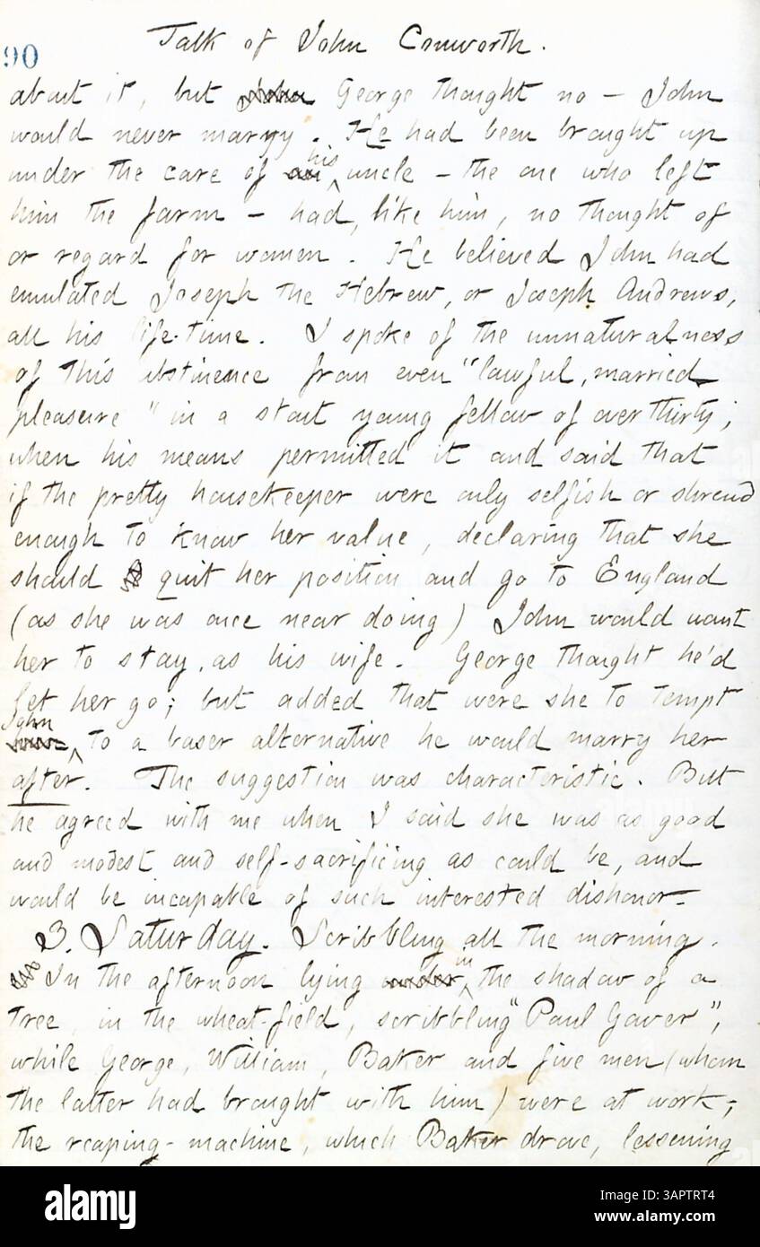 Dieser Band von Gunns Tagebüchern enthält seinen persönlichen Bericht über New York im Jahr 1861 während der frühen Phasen des Bürgerkriegs. Gunn beschreibt Militärlager, das Leben in Pensionen und gesellschaftliche Veranstaltungen wie eine Hochzeit. Er teilt auch Berichte über seine Reisen nach Ontario und Besuche bei Rochester-Familien. Stockfoto