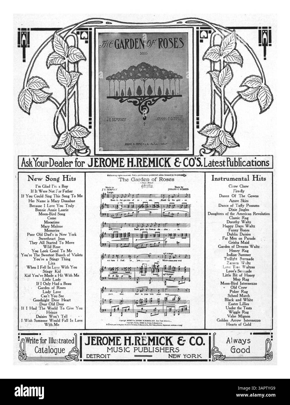 Notenblatt für den Song Ain't You Coming Out Tonight, mit Text von Ren Shields und Musik von H. Blanke-Belcher. Das Cover enthält Werbung für andere Lieder. Stockfoto