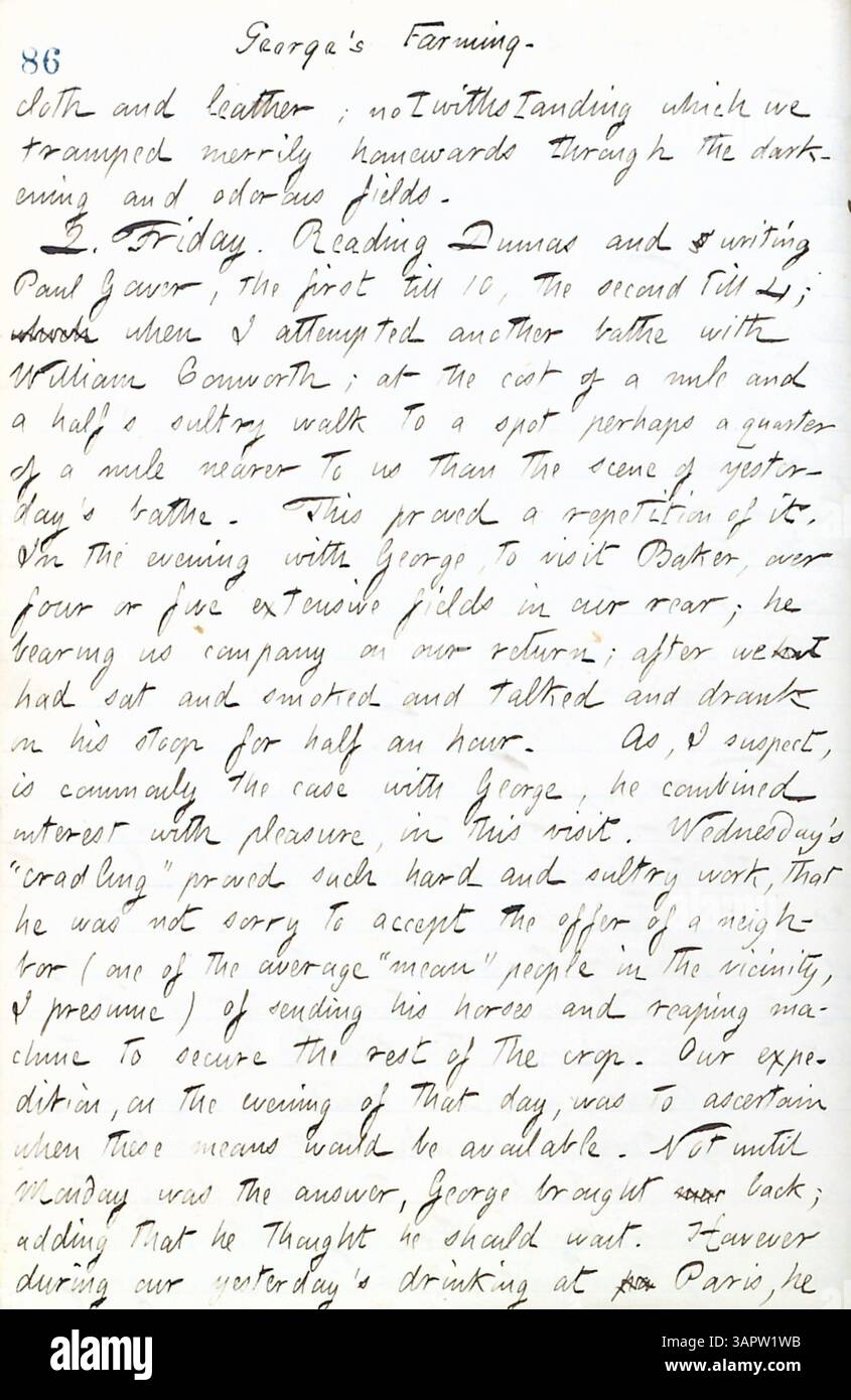 Dieser Band dokumentiert Gunns Beobachtungen in den frühen Tagen des Bürgerkriegs, darunter seine Besuche in New Yorker Militärlagern als Reporter, das Leben in Pensionen und verschiedene gesellschaftliche Veranstaltungen wie eine Hochzeitsfeier. Das Tagebuch enthält auch Berichte über seine Besuche in den Familien Ontario und Rochester. Stockfoto