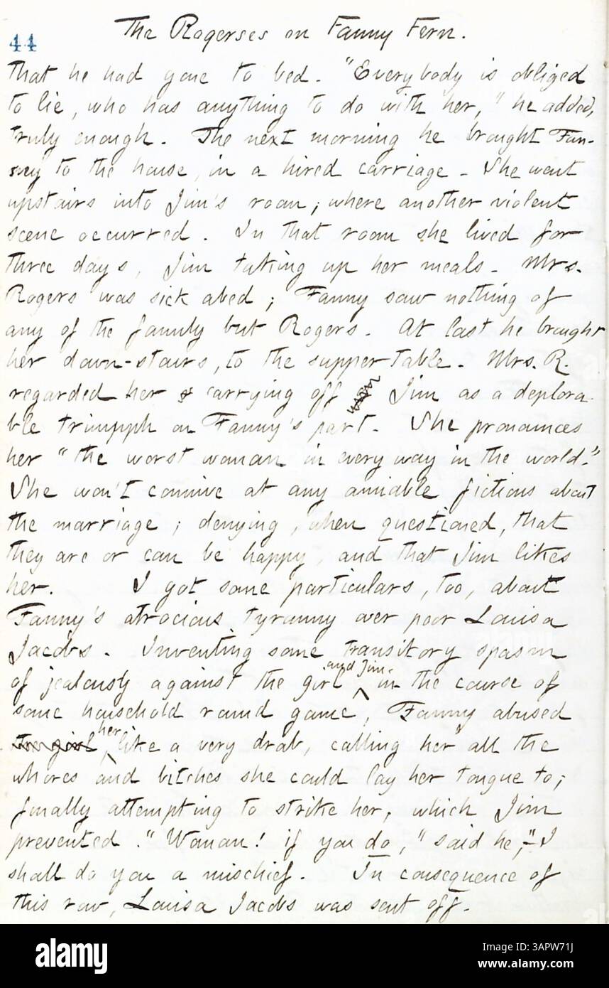 Dieser Band von Thomas Butler Gunns Tagebüchern umfasst seine Beobachtungen über New York während des Bürgerkriegs, seine Besuche in Militärlagern, das Wohnen von Pensionen, einen Hochzeitsempfang und Reisen nach Rochester und Paris, Ontario. Stockfoto