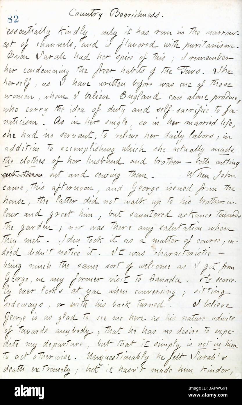 Dieser Band von Thomas Butler Gunns Tagebüchern umfasst seine Erfahrungen von Juni bis Oktober 1861. Es umfasst seine Beobachtungen während der frühen Bürgerkriegszeit in New York, Besuche in Militärlagern als Reporter für die New York Evening Post, das Leben in Pensionen, einen Hochzeitsempfang für Sally Edwards und Thomas Nast sowie Besuche bei Familien in Rochester und Paris, Ontario. Stockfoto