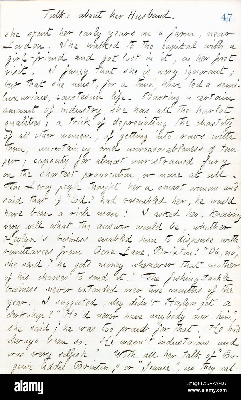 Gunns Tagebuch dokumentiert seine Erfahrungen in New York City in den frühen Stadien des Bürgerkriegs, Militärbesuche, Hochzeitsempfänge und Besuche in Rochester und Paris, Ontario. Stockfoto