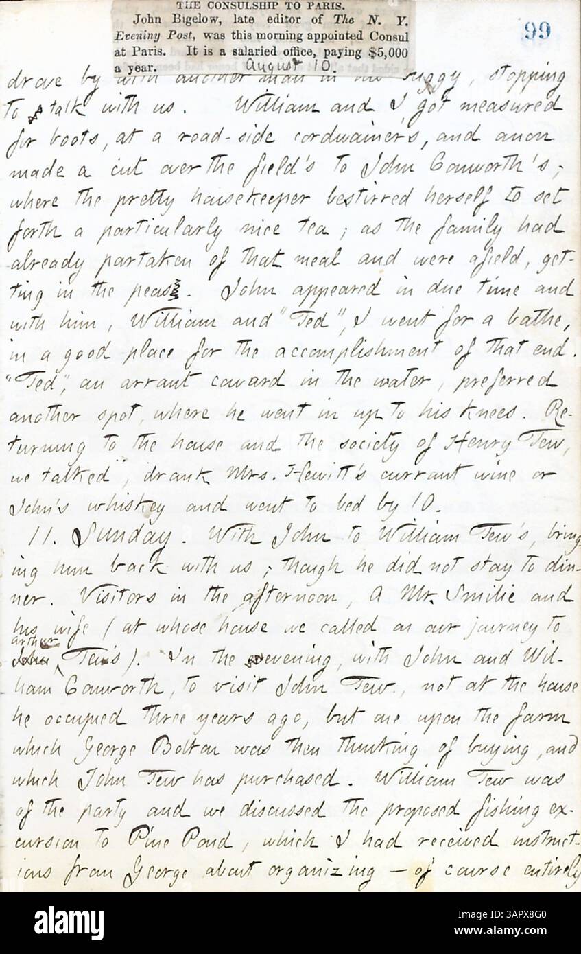 Band 17 von Thomas Butler Gunns Tagebüchern dokumentiert seine Zeit in New York während der ersten Tage des Bürgerkriegs, einschließlich seiner Besuche in Militärlagern und Pensionen. Er dokumentiert auch einen Hochzeitsempfang für Sally Edwards und Thomas Nast und seine Reisen nach Rochester und Paris, Ontario. Obwohl das Tagebuch als Band 17 bezeichnet wird, ist es als Band 19 gekennzeichnet. Stockfoto