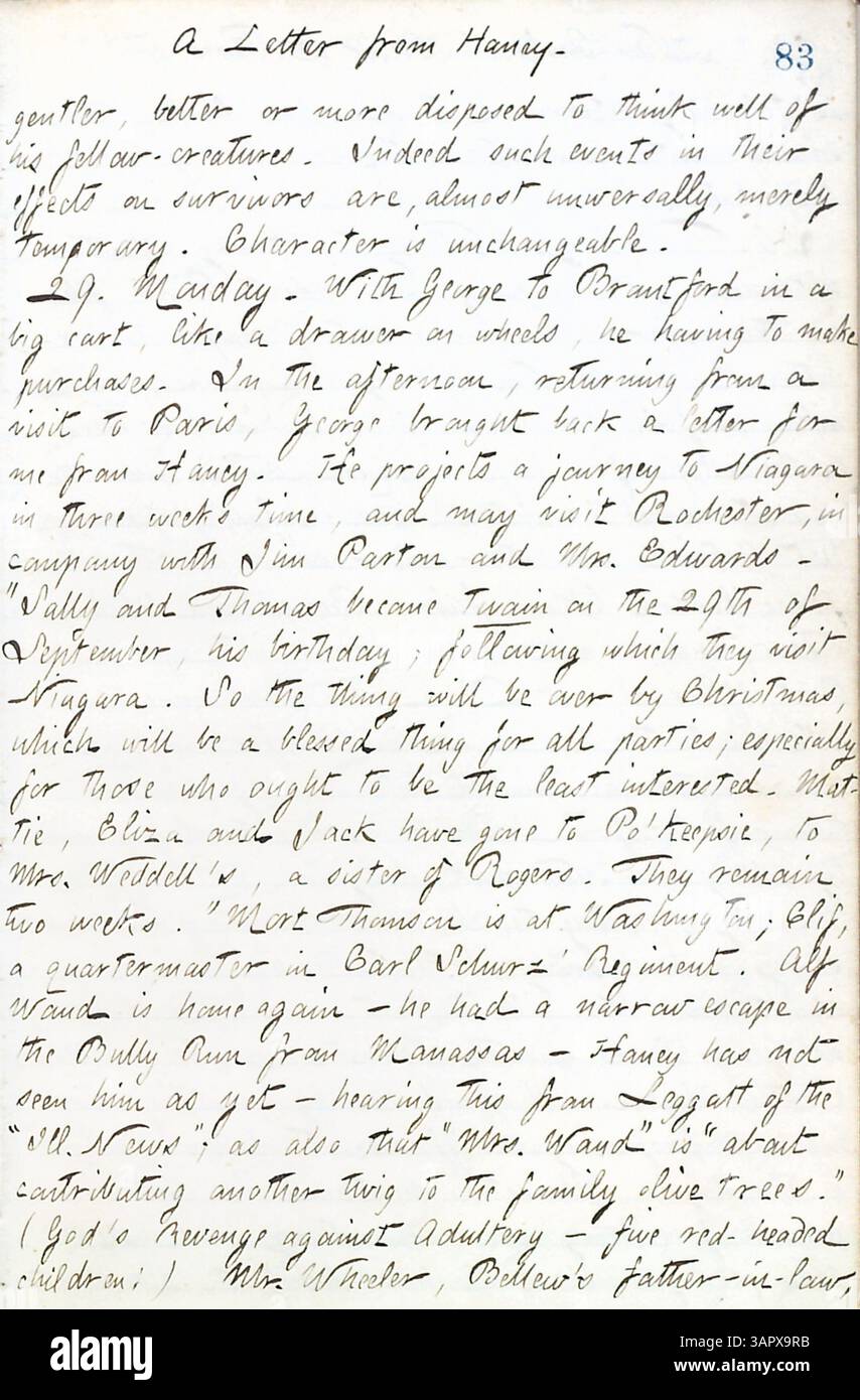 Dieser Band von Thomas Butler Gunns Tagebüchern beleuchtet seine Erfahrungen in New York während des Bürgerkriegs. Es umfasst seine Besuche in Militärlagern, Berichte für die New York Evening Post, gesellschaftliche Veranstaltungen wie einen Hochzeitsempfang und persönliche Besuche bei Familien in Rochester und Ontario. Stockfoto