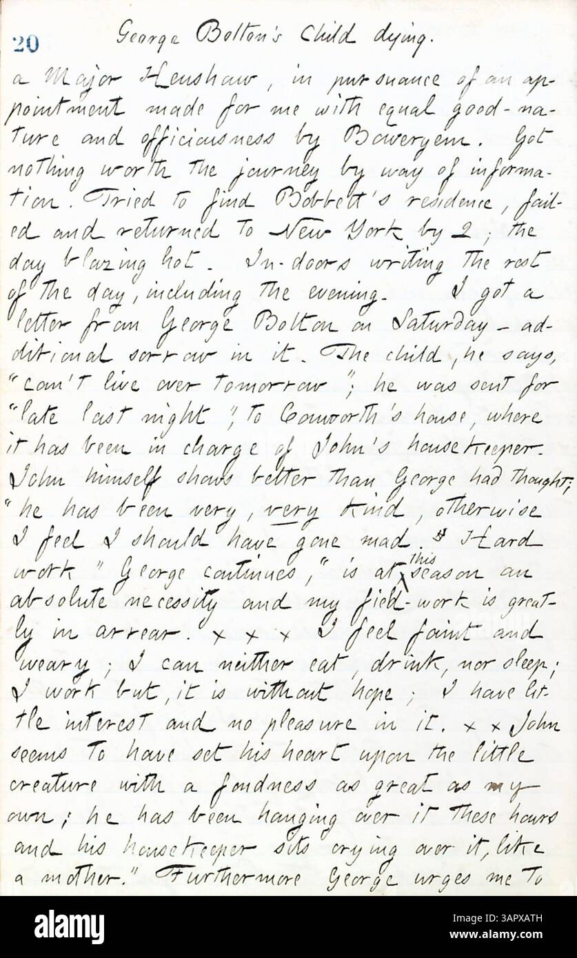 Band 17 von Thomas Butler Gunns Tagebüchern vom 15. Juni bis 10. Oktober 1861 enthält seine Reflexionen über das Leben in New York während des Bürgerkriegs. Er beschreibt seine Erfahrungen als Reporter, der Militärlager besuchte, in Pensionen übernachtete und gesellschaftliche Veranstaltungen wie die Hochzeit von Sally Edwards und Thomas Nast besuchte. Stockfoto