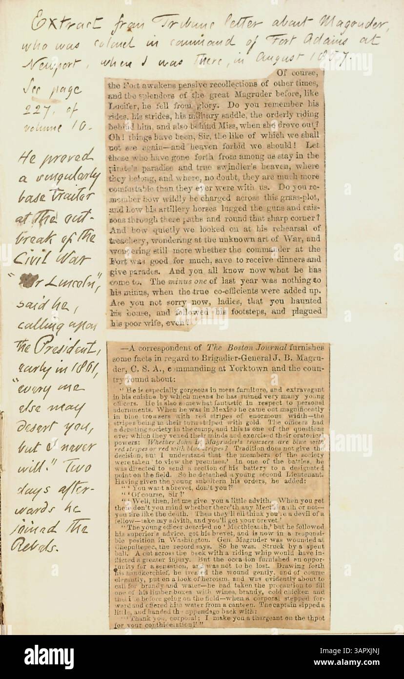 Thomas Butler Gunns Tagebücher vom 15. Juni bis 10. Oktober 1861 geben Einblicke in New York zu Beginn des Bürgerkriegs. Gunn gibt die Perspektive eines Reporters auf Militärlager und soziale Zusammenkünfte während dieser Zeit. Stockfoto
