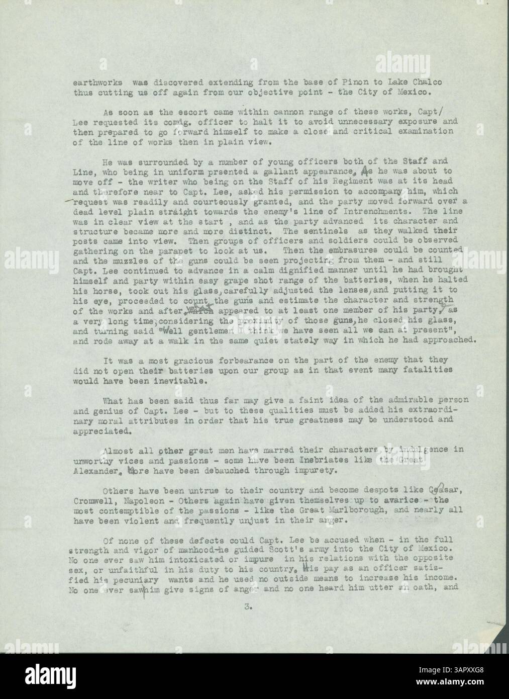 D.M. Frosts typisierte Erinnerungen von 1870 bis 1900 umfassen seine persönlichen Berichte und Beobachtungen, mit besonderem Fokus auf Robert E. Lee. Diese Erinnerungen sind Teil der Sammlung der Missouri Historical Society. Stockfoto