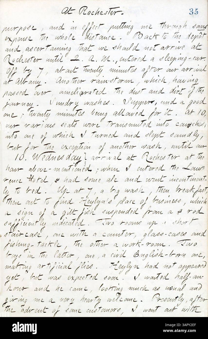 Thomas Butler Gunns Band 17 Tagebücher vom 15. Juni bis 10. Oktober 1861 enthalten anschauliche Beschreibungen von New York während der frühen Phasen des Bürgerkriegs, zusammen mit Gunns Berichten aus Militärlagern, gesellschaftlichen Ereignissen wie einem Hochzeitsempfang für Sally Edwards und Thomas Nast und Besuchen bei Freunden in Rochester und Paris, Ontario, während sie in einem Pensionshaus lebten und für die New York Evening Post berichteten. Stockfoto