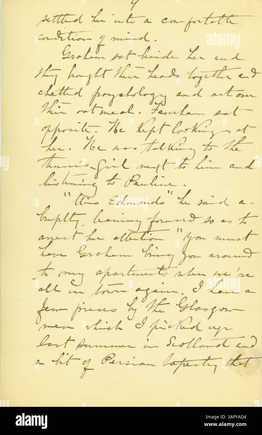 Kate Chopins Manuskript von „A Mental Suggestion“ aus dem Jahr 1896, das von der Missouri Historical Society aufbewahrt wurde, spiegelt ihren Fokus auf die psychologischen Feinheiten menschlicher Erfahrung und emotionaler Konflikte wider. Stockfoto