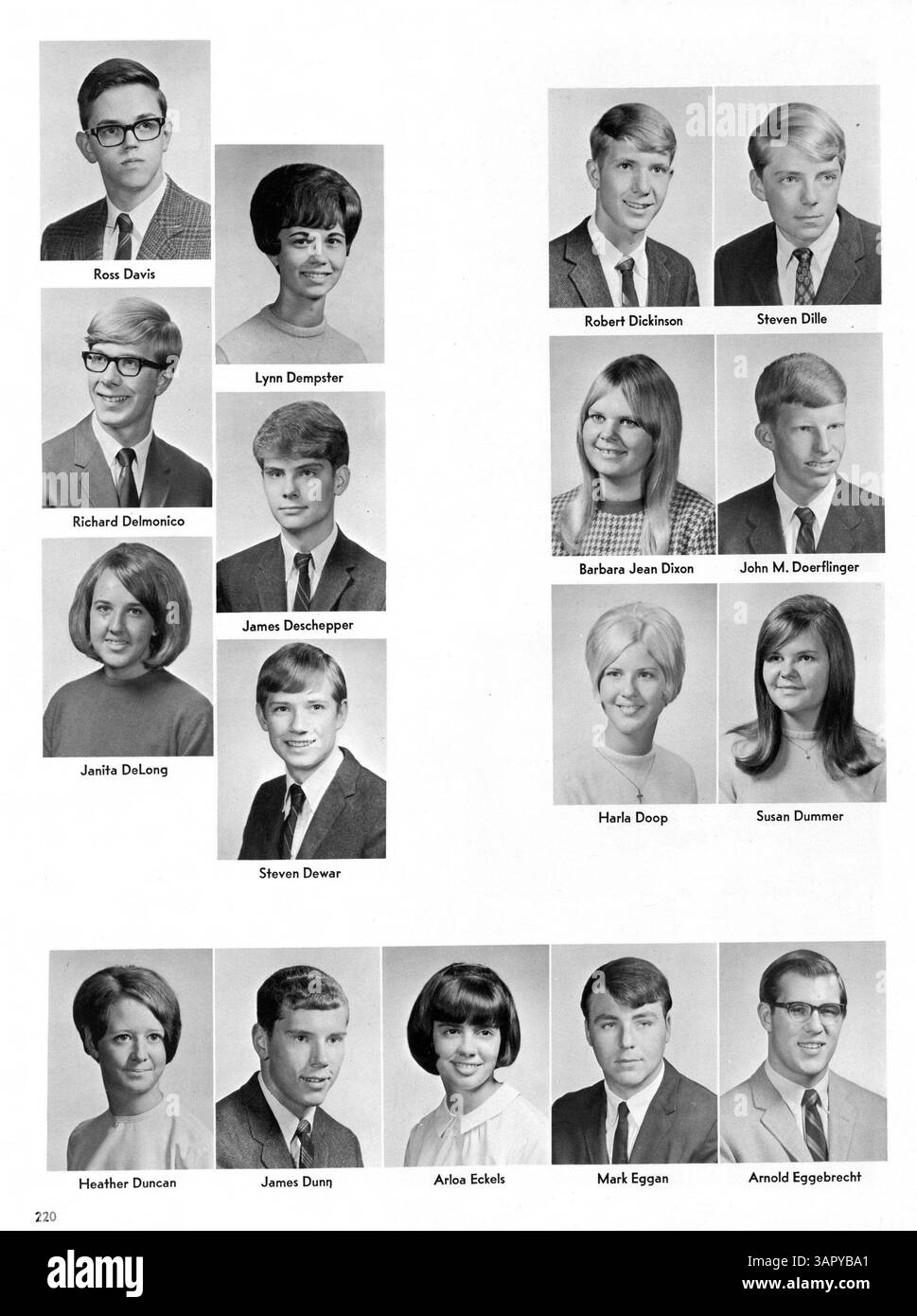 In diesem jährlichen High School-Jahr, dem 1968 „68 Bear“ von der Lincoln High, werden Schülerclubs, Sportveranstaltungen, die Teilnahme von Lehrern und andere wichtige Veranstaltungen aus dem Schuljahr 1967-1968 vorgestellt. Es fehlen die Seiten 217 und 218, aber es gibt immer noch eine Momentaufnahme des Schullebens in dieser Zeit. Stockfoto