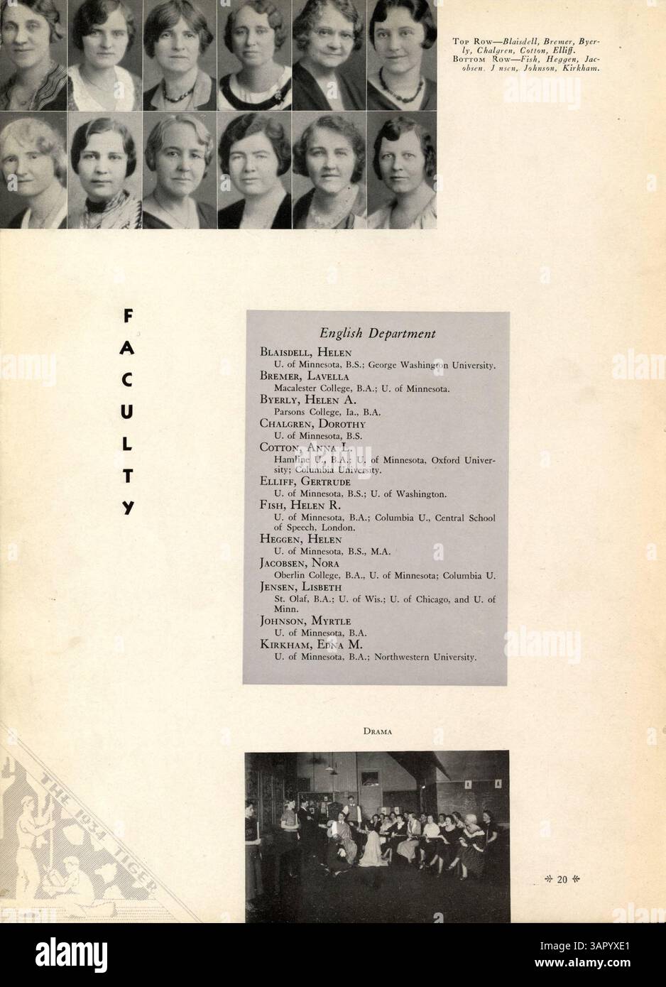 Die Ausgabe des Jahrbuchs „Tiger“ von der South High School aus dem Jahr 1934 dokumentiert die akademischen, außerschulischen und sportlichen Aktivitäten der Schüler während des Schuljahres 1933-1934 und hebt die Beteiligung afroamerikanischer Schüler hervor. Stockfoto