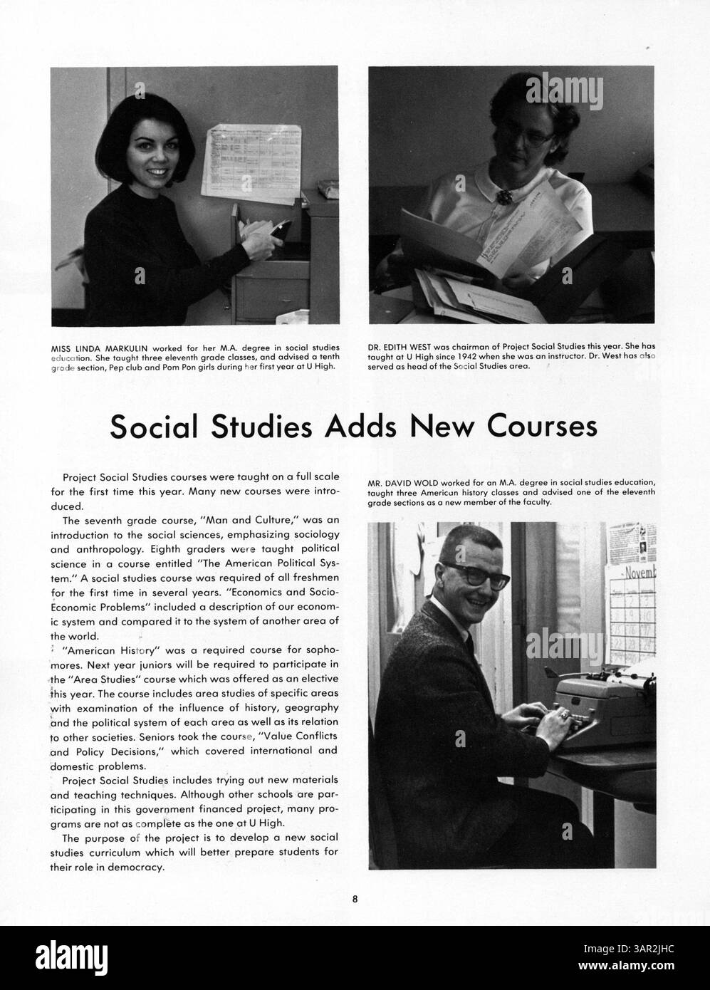 "66 Bisbila", das High Yearbook der Universität von 1966, beschreibt die Studenten, Lehrer, Vereine, Leichtathletik, und Veranstaltungen des akademischen Jahres 1965-1966 mit besonderem Schwerpunkt auf der afroamerikanischen Geschichte. Stockfoto