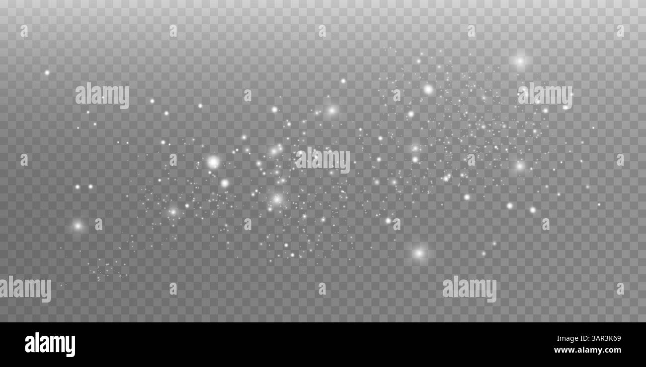 Leuchtender, funkelnder Staub auf einem schönen und transparenten Hintergrund für verschiedene kreative Anwendungen Stock Vektor