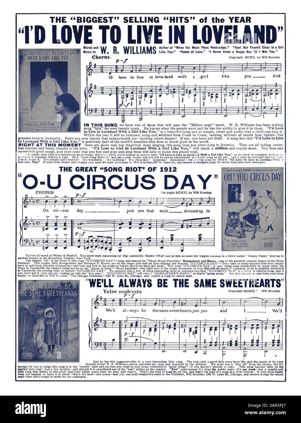 Das Cover enthält „One of will Rossiters „Good-Luck“-Songs“, geschrieben von Norma Gray und Jack Googan, mit Tracks wie „Any Old Music at All“ und „You'll Never Know the Good Fellow I've Bee“, die das Wesen der amerikanischen Musik des frühen 20. Jahrhunderts einfangen. Stockfoto